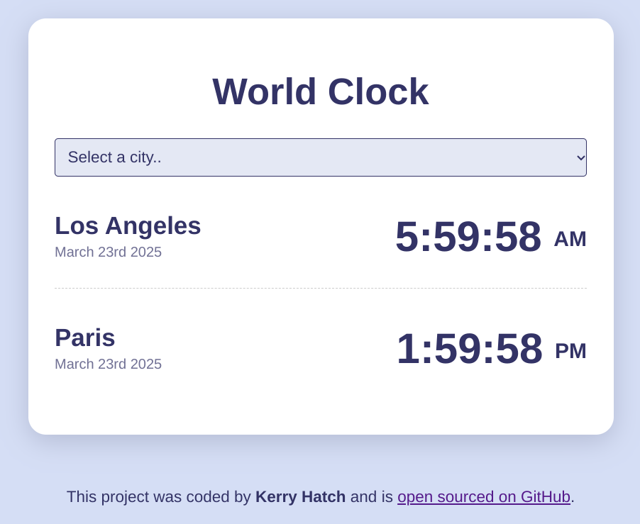World clock preview